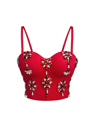 1970s Slip Crystal Cropped Bustier Top - vintage fashion, retro style