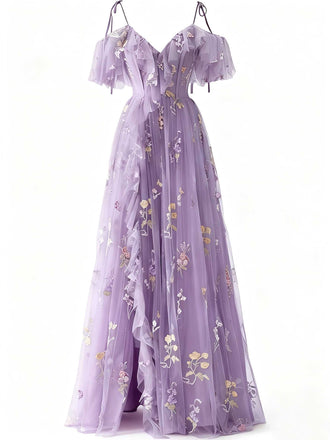 1970s Slip Floral Embroidered Mesh Slit Dress - vintage dress, retro fashion for women