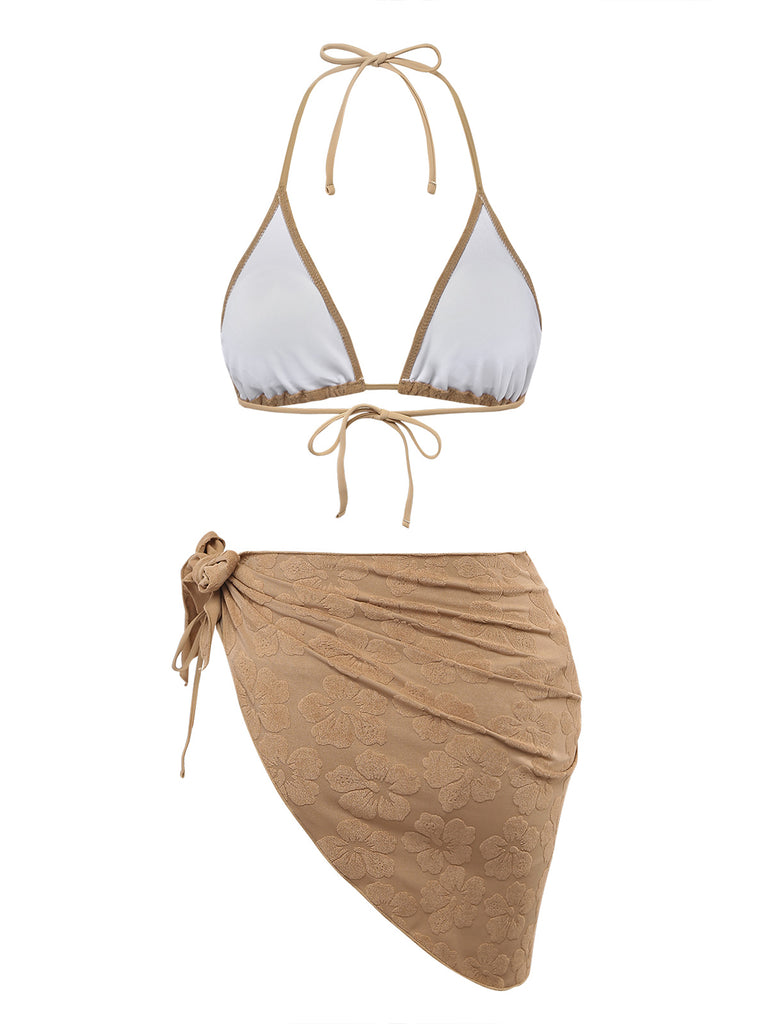 1970s Vintage Floral V Neck Swimsuit 4