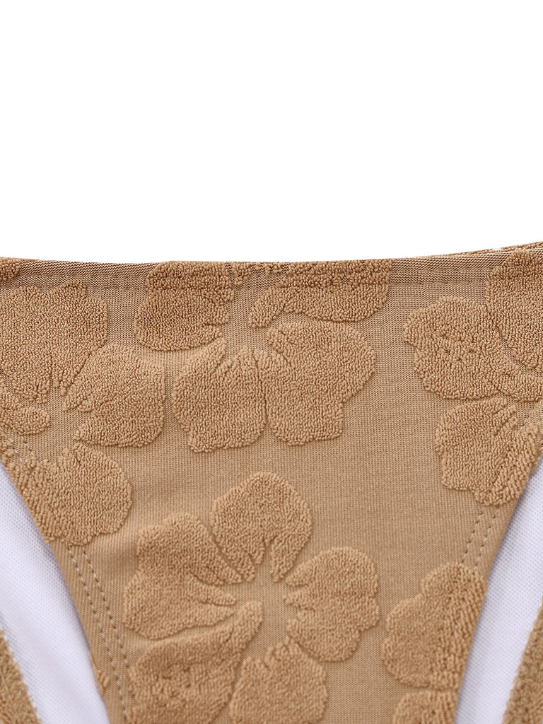 1970s Vintage Floral V Neck Swimsuit 8