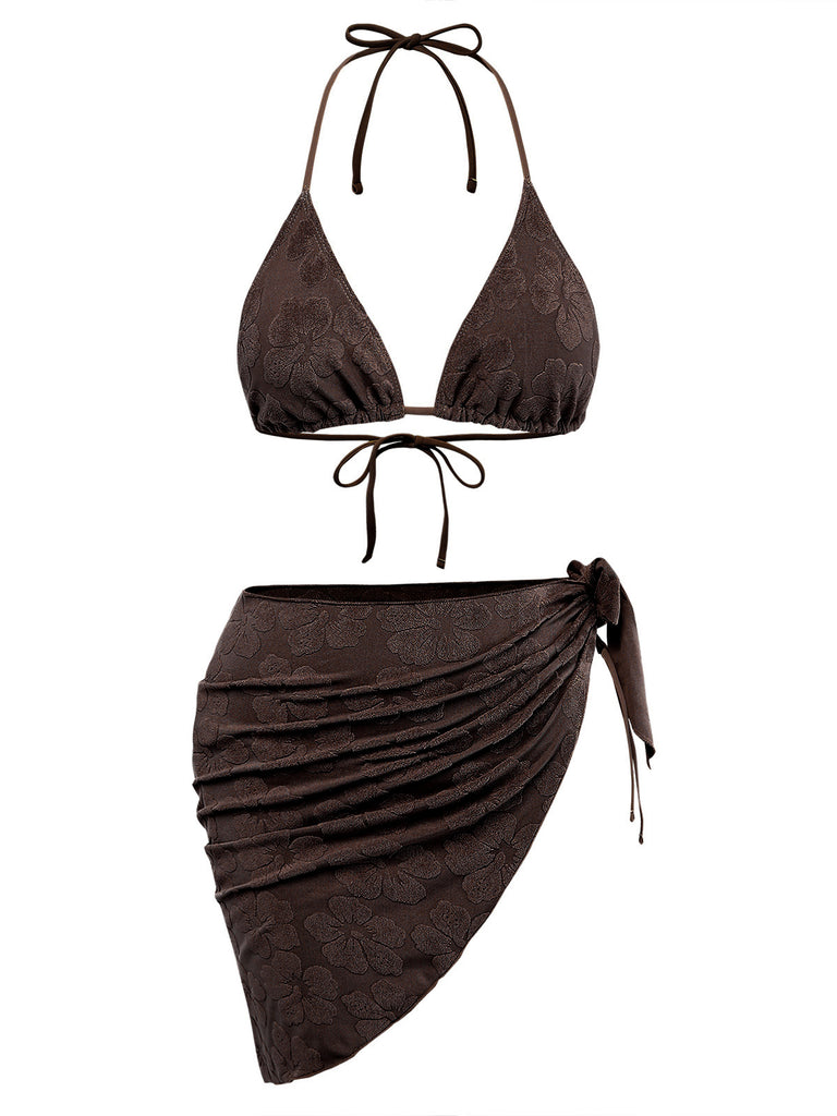 1970s Vintage Floral V Neck Swimsuit 1
