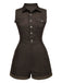 She finds her 1970s story in this 1970s Solid Cotton Sleeveless Denim Romper
