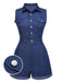 1970s Solid Cotton Sleeveless Denim Romper — 1970s style that transcends decades