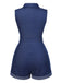 1970s Solid Cotton Sleeveless Denim Romper: timeless 1970s elegance she makes her own