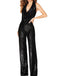 1970s Solid Cowl Neck Halter Sequined Jumpsuit - vintage jumpsuit, retro fashion