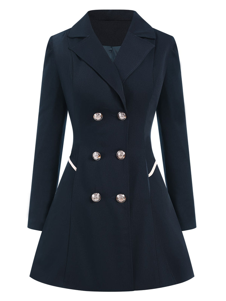 1970s Solid Lapel Double-Breasted Coat - vintage fashion, retro style