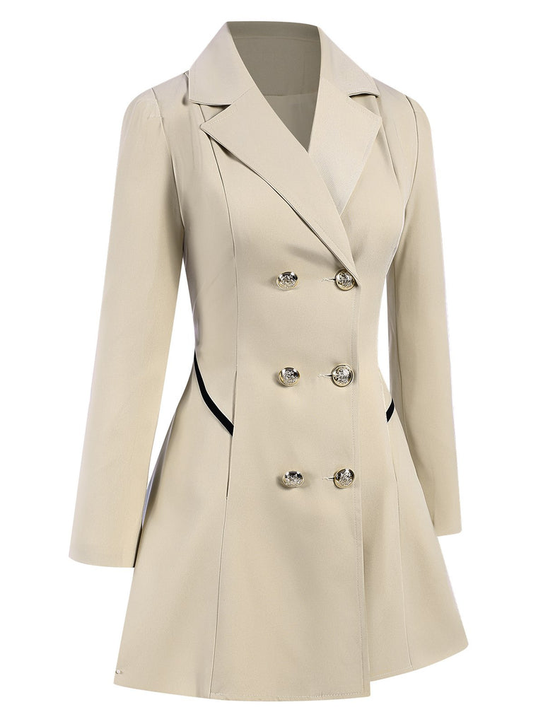 1970s Solid Lapel Double-Breasted Coat, vintage coat, retro outerwear - perfect for women who love vintage and retro fashion