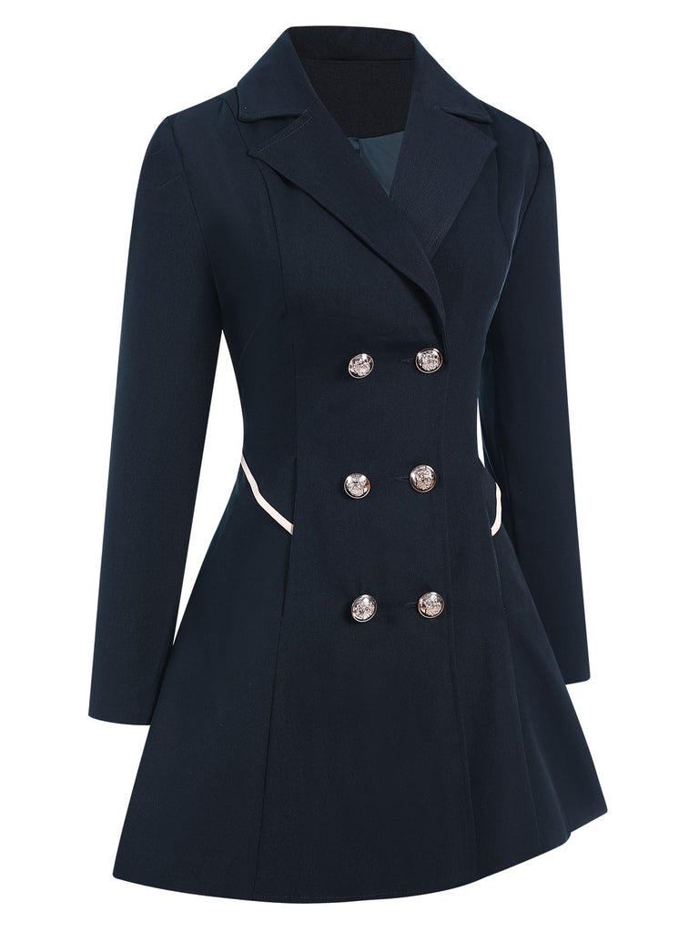 1970s Solid Lapel Double-Breasted Coat, vintage coat, retro outerwear - perfect for women who love vintage and retro fashion