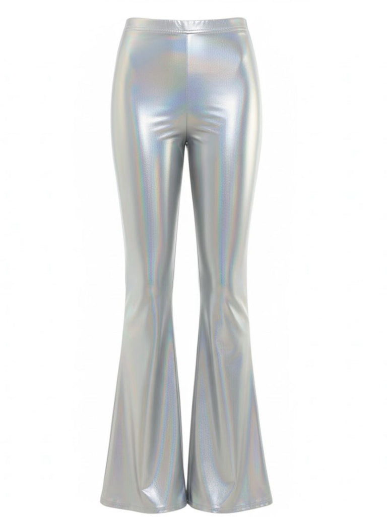 1970s Solid Laser Metallic Tight Bootcut Pants - vintage fashion, retro style