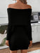 1970s Solid Off-Shoulder Ribbed Knit Dress: where 1970s romance meets her modern spirit