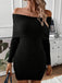 1970s Solid Off-Shoulder Ribbed Knit Dress — the kind of 1970s dress that makes strangers smile