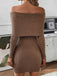 1970s Solid Off-Shoulder Ribbed Knit Dress: where 1970s romance meets her modern spirit