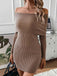 1970s Solid Off-Shoulder Ribbed Knit Dress — the kind of 1970s dress that makes strangers smile
