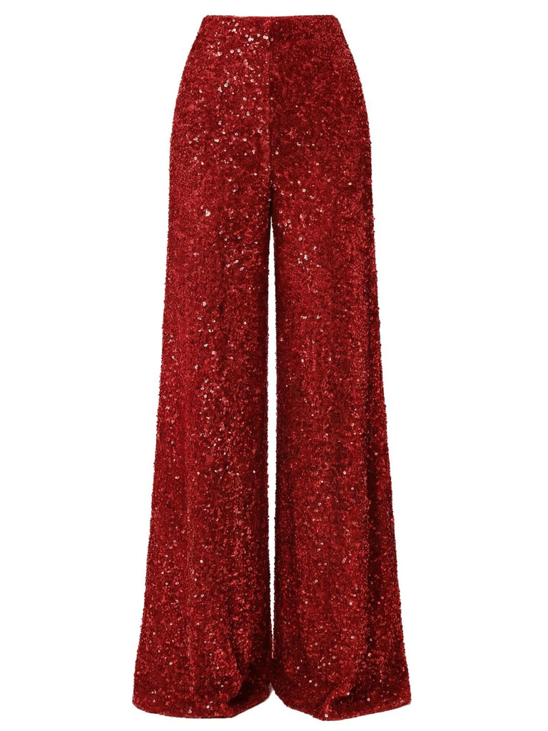 1970s Solid Sequined Disco Wide Leg Pants - vintage fashion, retro style