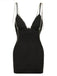 This 1970s Solid Spaghetti Straps Rhinestones Dress wraps her in 1970s elegance, one twirl at a time