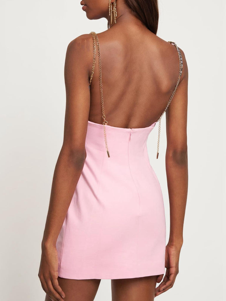 1970s Solid Spaghetti Straps Rhinestones Dress — the kind of 1970s dress that makes strangers smile