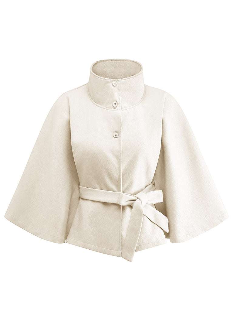 1970s Solid Turtlenecck Belted Cloak Jacket - vintage fashion, retro style