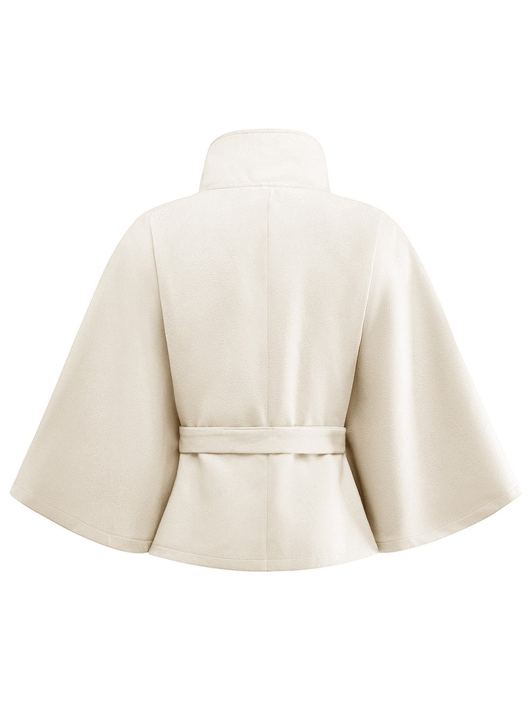 1970s Solid Turtlenecck Belted Cloak Jacket - vintage fashion, retro style