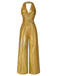 1970s Solid V-Neck Halter Jumpsuit: timeless 1970s elegance she makes her own