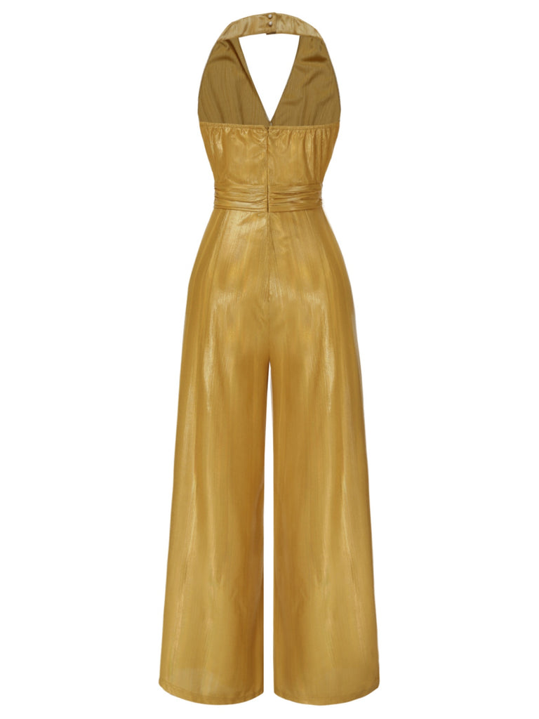 1970s Solid V-Neck Halter Jumpsuit — 1970s style that transcends decades