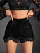 She finds her 1970s story in this 1970s Solid Velvet Lace Pleated Shorts
