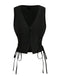 1970s Solid Waist-Tie V-Neck Vest - vintage fashion, retro style