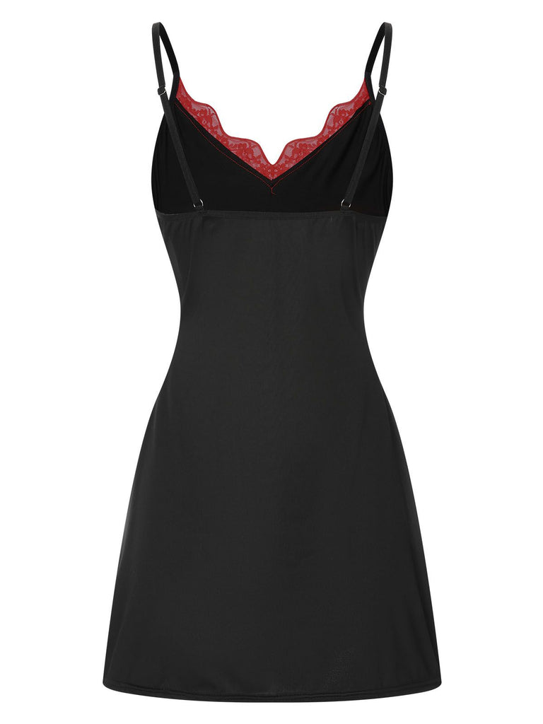 This 1970s Spaghetti Strap Bow Lace Patchwork Nightgown wraps her in 1970s elegance, one twirl at a time