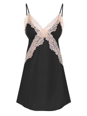 She slips into this 1970s Spaghetti Strap Lace Patchwork Nightgown and suddenly it's a 1970s daydream