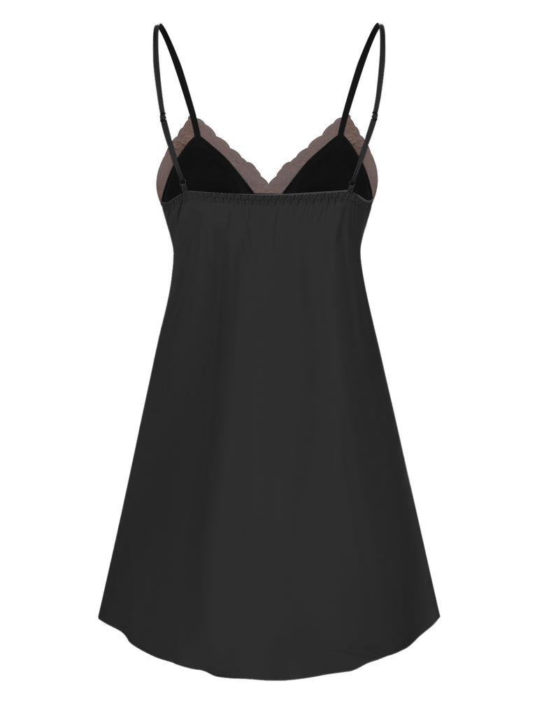 This 1970s Spaghetti Strap Lace Patchwork Nightgown wraps her in 1970s elegance, one twirl at a time