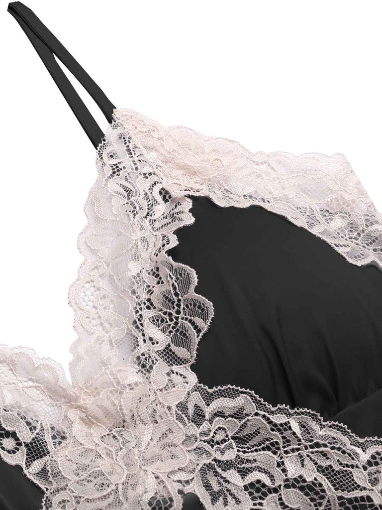 1970s Spaghetti Strap Lace Patchwork Nightgown — the kind of 1970s dress that makes strangers smile