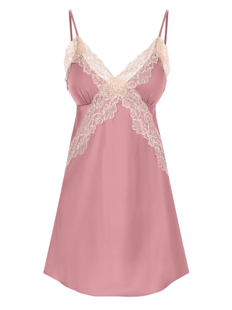 1970s Spaghetti Strap Lace Patchwork Nightgown — a 1970s silhouette that turns sidewalks into runways