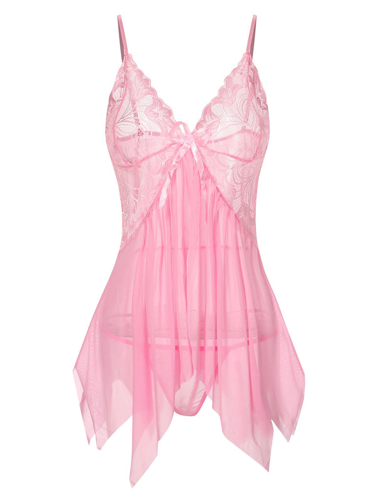 This 1970s Spaghetti Strap Lace Sheer Sleepwear is 1970s romance against her skin