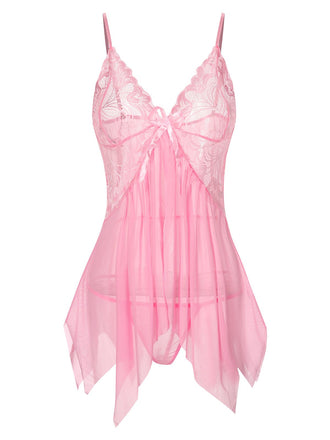 This 1970s Spaghetti Strap Lace Sheer Sleepwear is 1970s romance against her skin