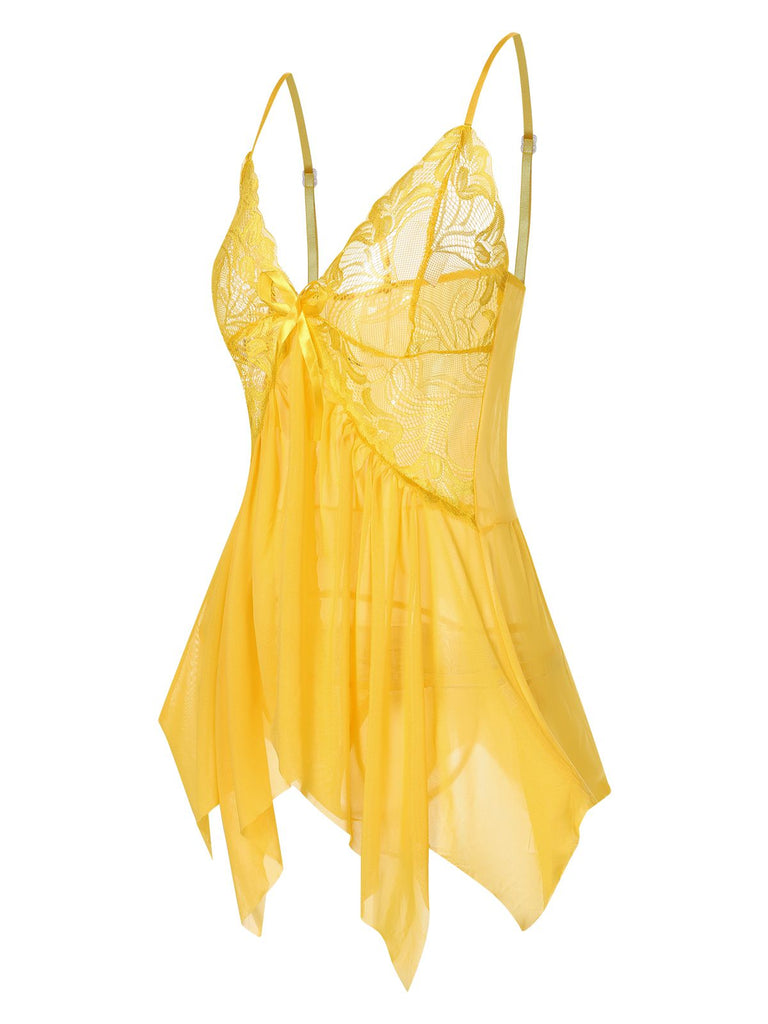 1970s Spaghetti Strap Lace Sheer Sleepwear — because 1970s glamour starts underneath