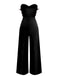 1970s Strapless Feather Solid Jumpsuit - vintage jumpsuit, retro fashion