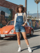 1970s Stretch Ripped Denim Overall Romper, vintage romper, retro jumpsuit - perfect for women who love vintage and retro fashion
