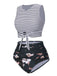 1970s Striped Waist Tie Floral Tankini Set, classic vintage style elegant retro fashion - Image 2