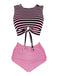 1970s Striped Waist Tie Floral Tankini Set, classic vintage style elegant retro fashion - Image 6