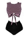 1970s Striped Waist Tie Floral Tankini Set, classic vintage style elegant retro fashion - Image 8