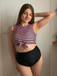 Pink & Black 1970s Striped Waist Tie Patchwork Swimsuit, classic vintage style summer beach collection - Image 3
