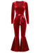 1970s Sweetheart Flare Leg Velvet Jumpsuit - vintage jumpsuit, retro fashion