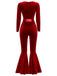 1970s Sweetheart Flare Leg Velvet Jumpsuit - vintage jumpsuit, retro fashion