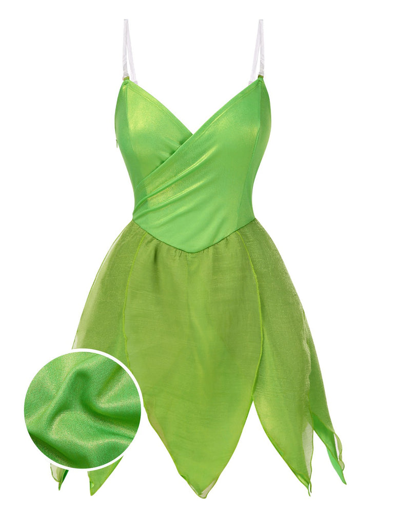 Green 1970s Tinker Bell Fairy Petal Hem Mini Dress, vintage dress, retro fashion - perfect for women who love vintage and retro fashion