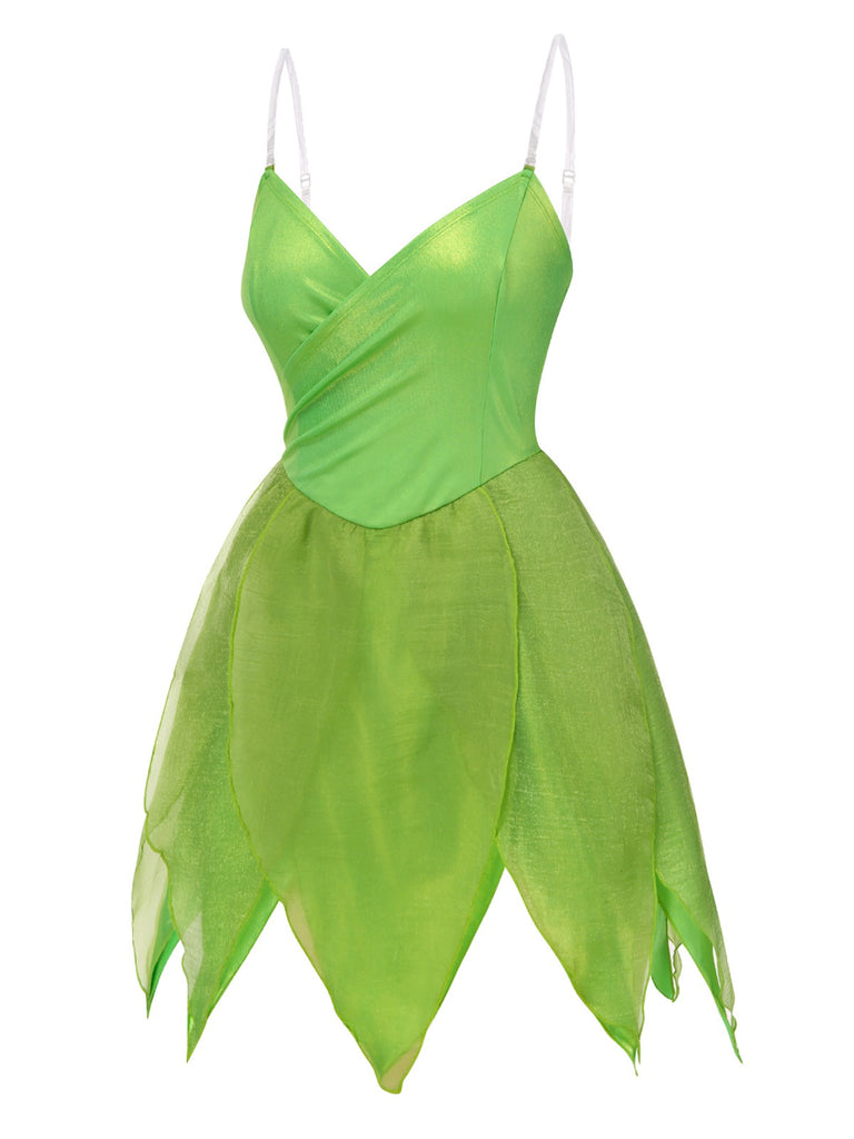 Green 1970s Tinker Bell Fairy Petal Hem Mini Dress, vintage dress, retro fashion - perfect for women who love vintage and retro fashion