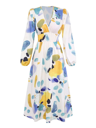 1970s V-Neck Boho Long Sleeve Maxi Dress - vintage dress, retro fashion