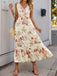 1970s V-Neck Boho Roses Tiered Dress - vintage dress, retro fashion, elegant red