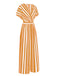 1970s V-Neck Contrast Stripes Jumpsuit — 1970s vintage charm for her modern wardrobe