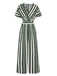1970s V-Neck Contrast Stripes Jumpsuit — 1970s vintage charm for her modern wardrobe