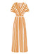 1970s V-Neck Contrast Stripes Jumpsuit — 1970s style that transcends decades