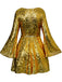 1970s V-Neck Flare Sleeve Sequined Disco Dress - vintage dress, retro fashion
